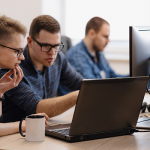 Group of young business people working in the office